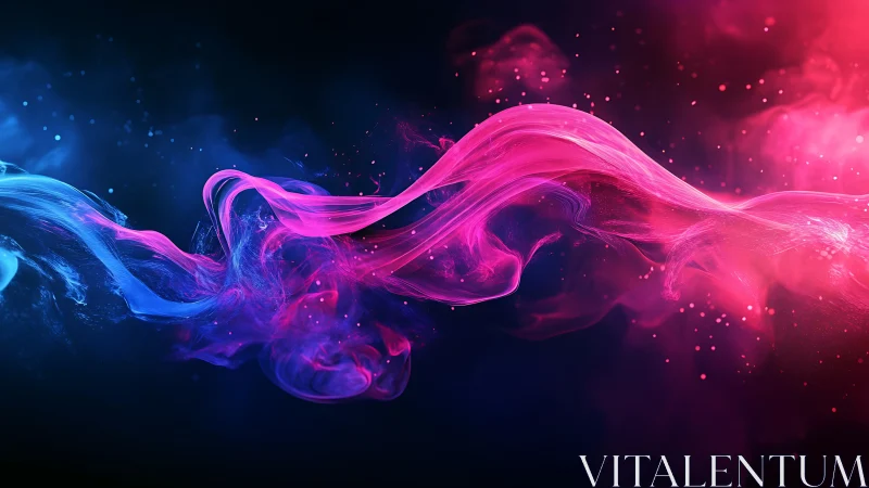 Bicolor neon fluid wave with luminous magenta and cyan wisps