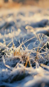 Frosty winter grass catching the first soft morning light.