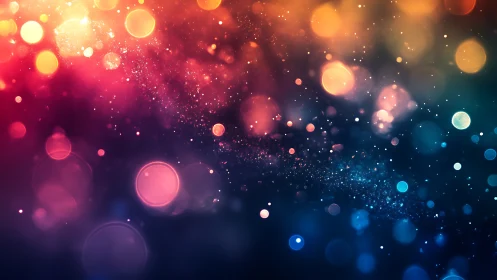 Chromatic bokeh field renders luminous particles in motion