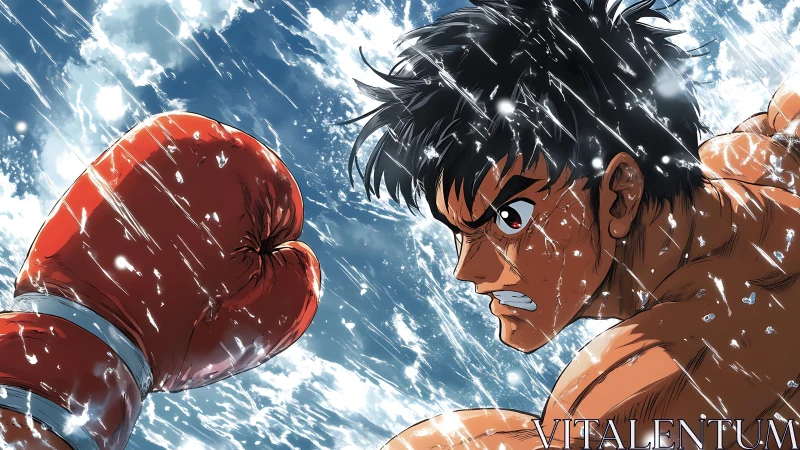 Determined Fighter Faces Off Against Crimson Gloves in Defiant Clash