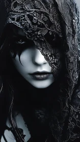 Midnight lace veil and the quiet power of a hidden gaze.