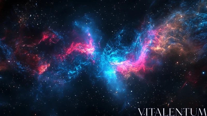 Bipolar nebula structure spans starfield in high-saturation hues