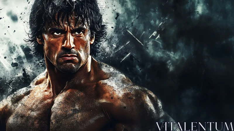 Storm-eyed warrior locked in fierce, unstoppable focus.