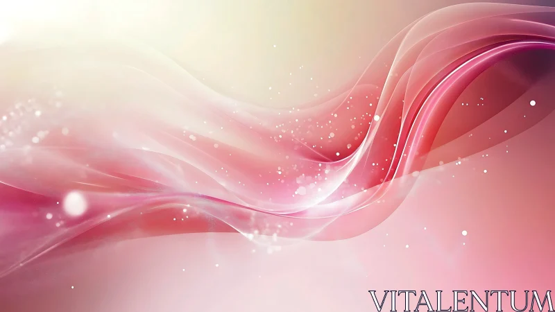 Luminous rose waves flowing across soft pastel haze.