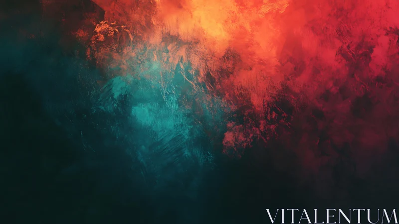 Molten crimson and teal nebula in textured digital haze.