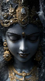 Midnight goddess breathes in gold dusted cosmic silence