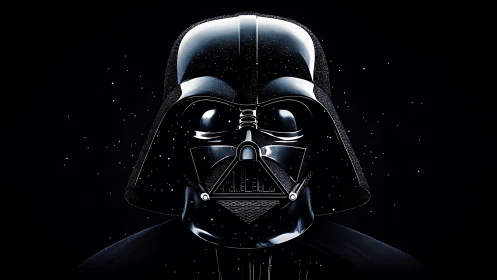 Specular Darth Vader helmet portrait with high-contrast rim lighting