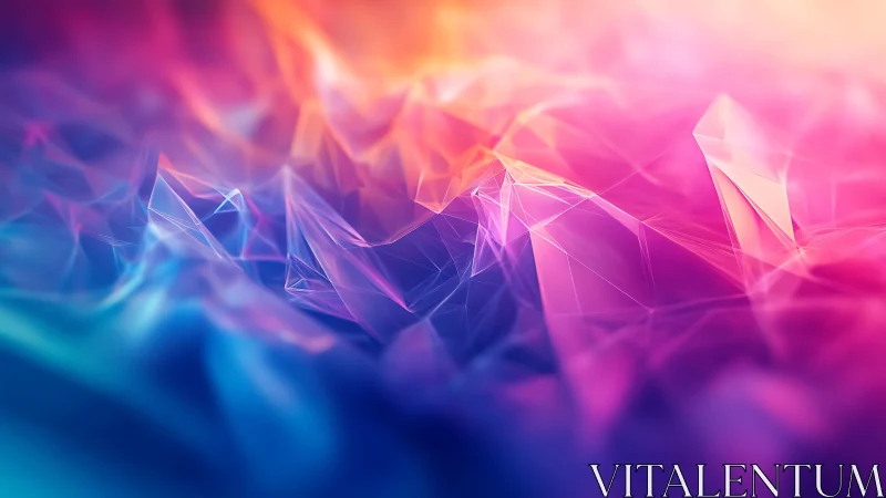 Vibrant abstract polygonal landscape with glowing gradients.