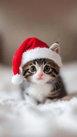 Tiny Santa sidekick studies the season with moonwide eyes