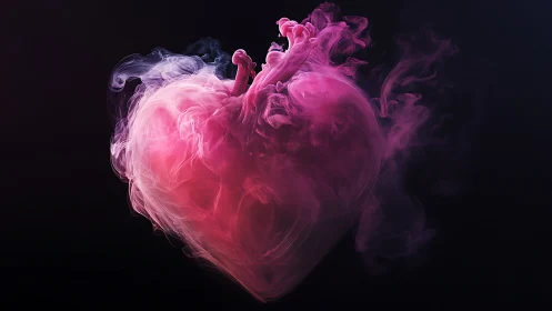 Pink nebula heart pulses in swirling anatomical smoke.
