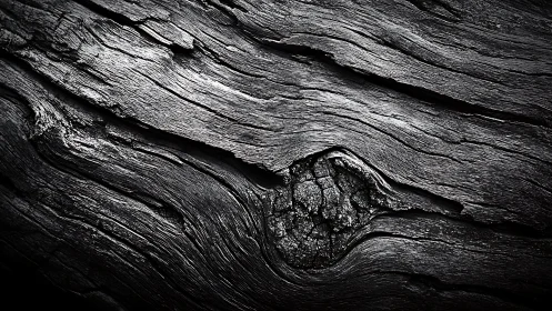 Close-up of Weathered Wood Grain in Dramatic Black and White.