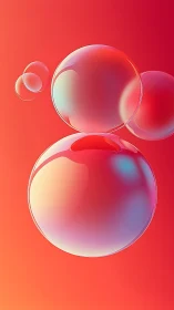 Gleaming soap bubbles drift gently over a warm coral glow