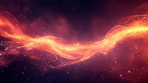 Flowing luminous energy ribbons against deep space backdrop.
