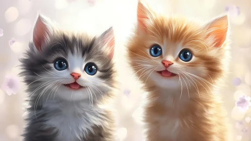 Twin Whisker Dreams: Kitten Companions Caught in Wonder.
