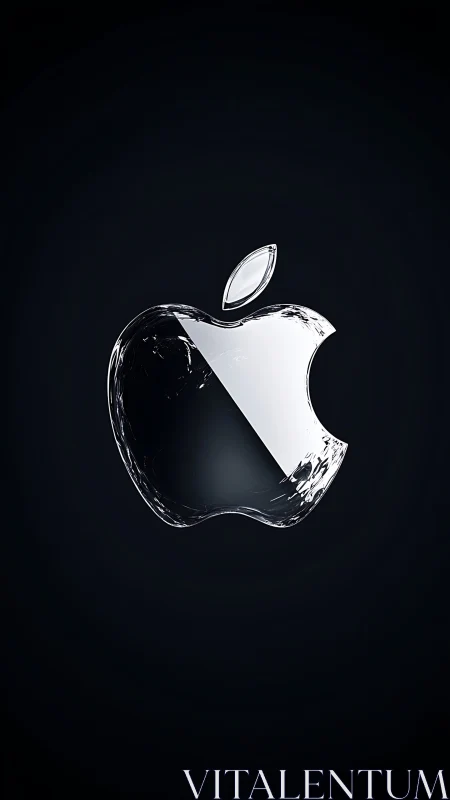 Apple Logo in Monochrome: Sleek Tech Icon on Black.