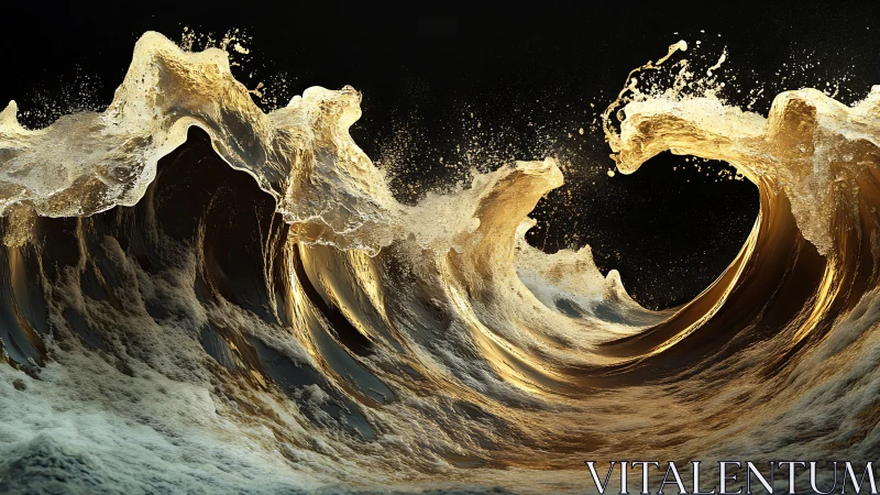 Golden waves curling in a dramatic, light soaked dance.