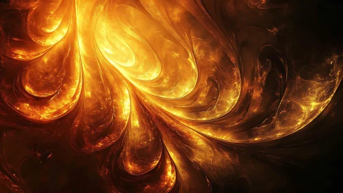 Golden fire swirls bloom in a glowing abstract dance of light
