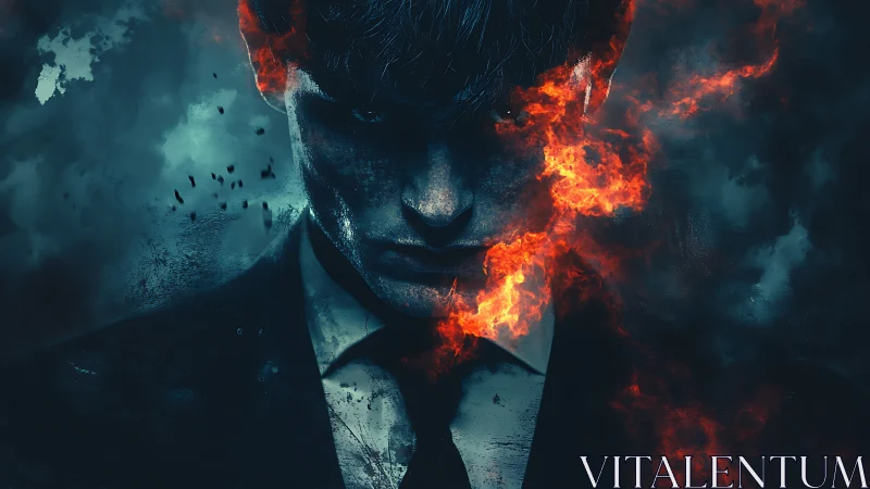 Dark-suited antihero dissolves into infernal plasma storm.