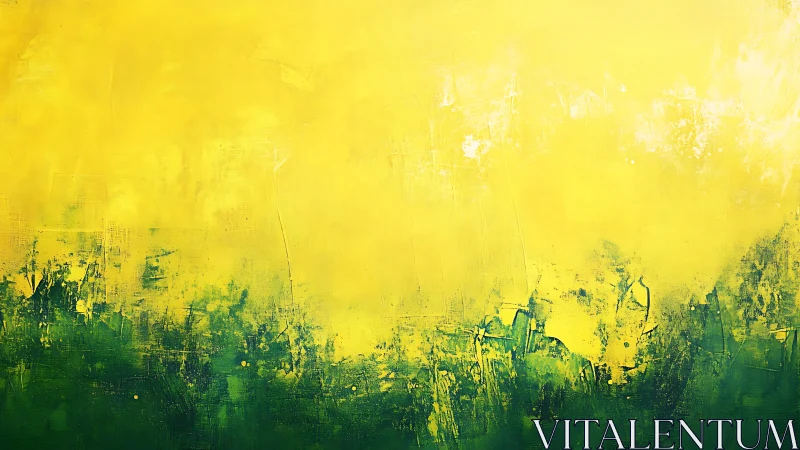 Luminous yellow field over deep textured green horizon