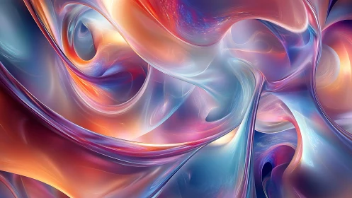 Luminous abstract ribbons create a fluid, iridescent continuum