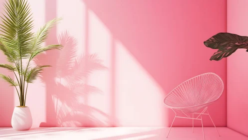 Sunlit palm corner with candy pink modern daydreams.