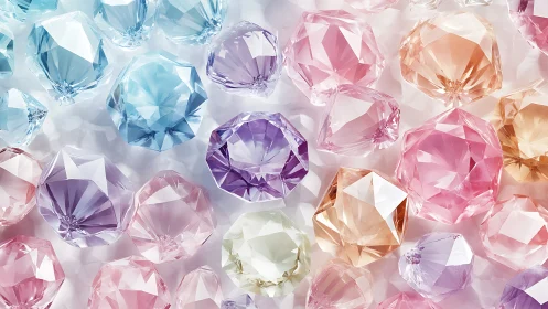 High-clarity pastel faceted gemstones under soft diffused light
