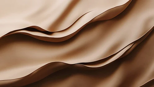 Layered satin folds in warm beige tonal fabric closeup