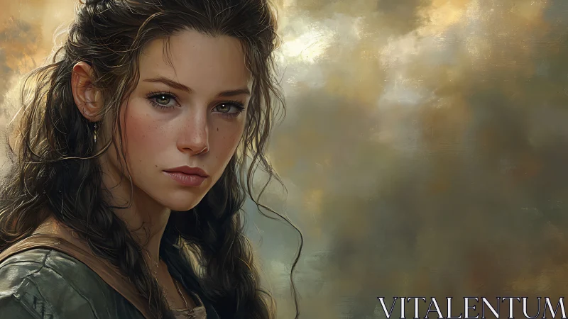 Softly lit young woman with thoughtful, soulful gaze.