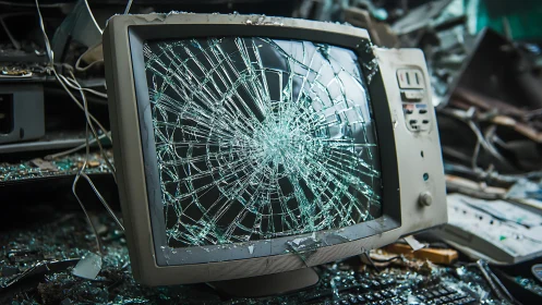 Shattered vintage monitor tells a bold story of endings