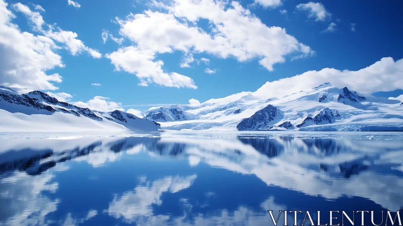 Glacial mirror kingdom where azure sky kisses polar peaks.