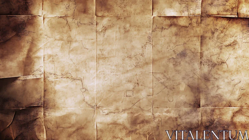 Weathered parchment map unfolds in soft sepia tones.