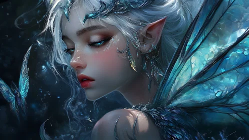 Bioluminescent fae portrait rendered in high-detail digital art