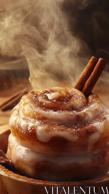 Swirling cinnamon tower melts under rivers of warm icing