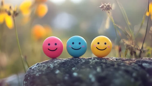 Cheerful smiley friends sharing sunshine on a quiet day.