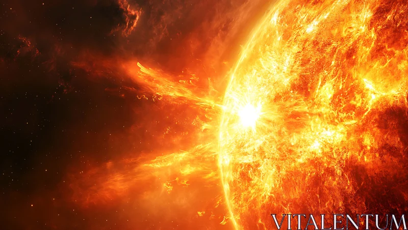 Solar flare eruption rendered in high-intensity digital detail