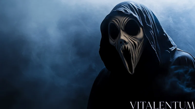 Cinematic hooded wraith portrait in dramatic low key lighting.
