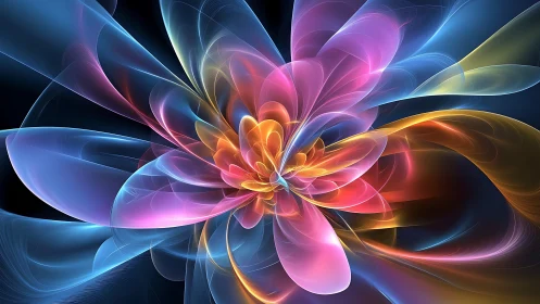 Luminous fractal petals twist into a cosmic prism blossom