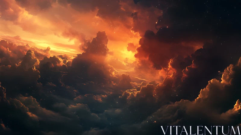 Digital rendering captures illuminated clouds in dense formation