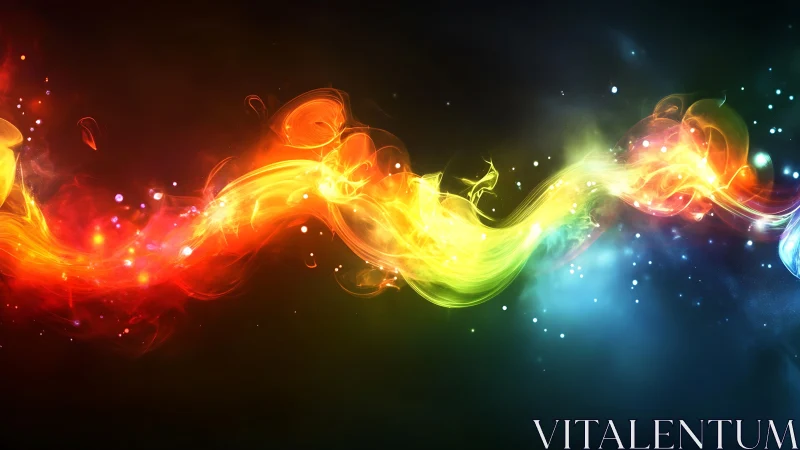 Digital painting of spectral light ribbon with nebular motion.