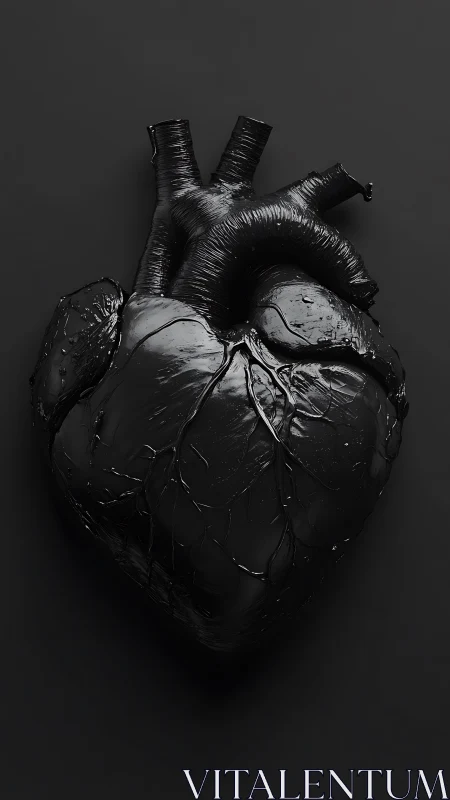 Anatomical Heart Beats Against Obsidian Silence