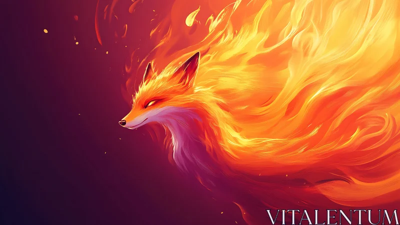 Fiery fox spirit streaks through darkness in blazing motion