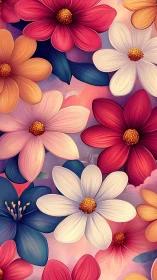 Cosmos Blooms: A Petal Symphony in Vivid Gradient Harmony.