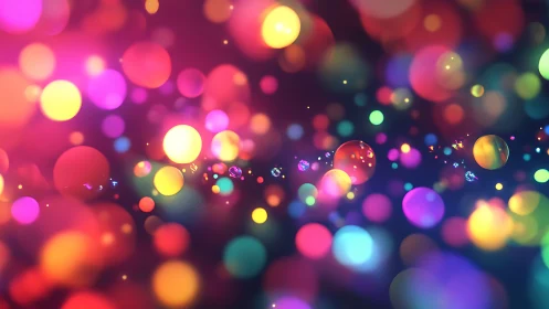 Multicolored bokeh circles float over dark gradient background