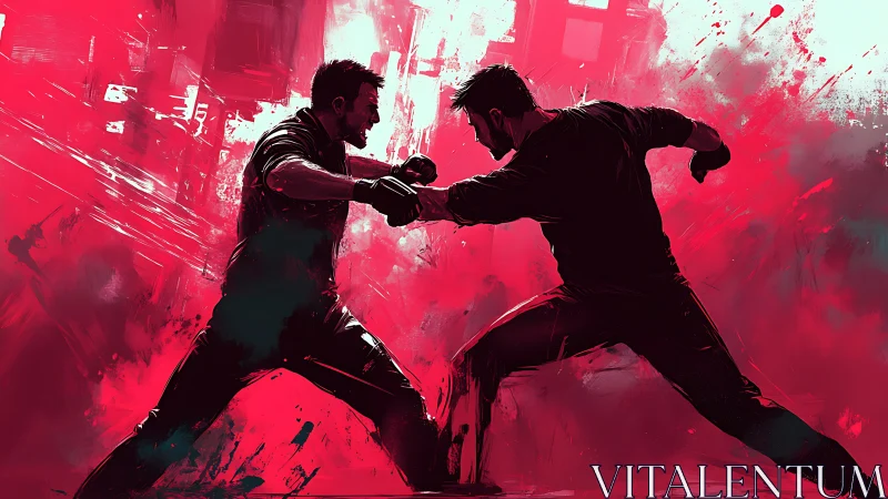 Kinetic close‑quarters duel in high saturation motion field.