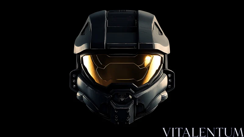 Symmetric tactical visor helmet in high-contrast 3D render.