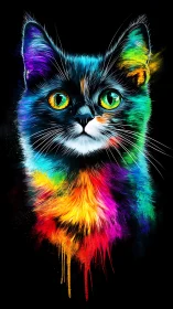 Luminescent Feline Portrait with Chromatic Gradient Fusion