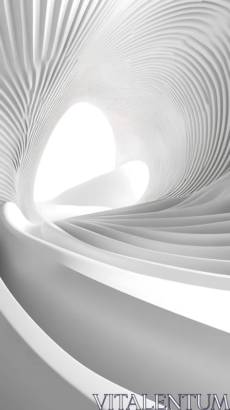Futuristic white tunnel curves frame bright abstract opening