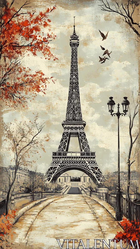 Autumn hush on Parisian paths beneath the iron tower.