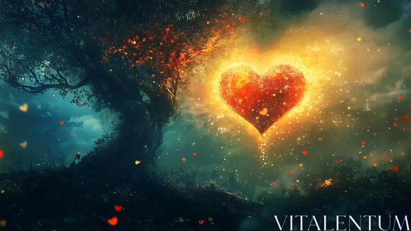 Radiant Heart Emerges Through Mystical Forest Canopy
