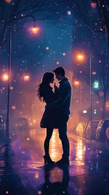Two Souls Dance Beneath Luminous Streetlight Canopy Magic